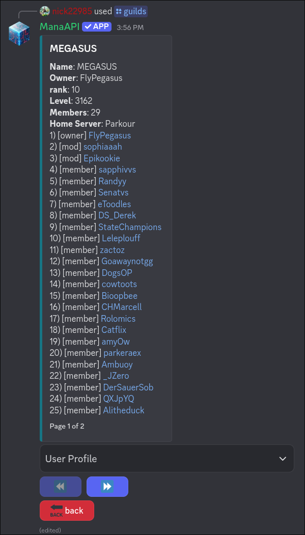 Individual guild view