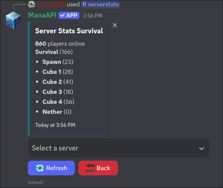 Individual server stats
